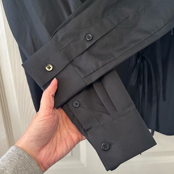 Maison Margiela MM4 Basic Tie Front Shirt Black IT 38 - Picture 4 of 10